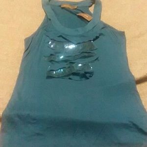 The Limited green with ruffle sparkle top